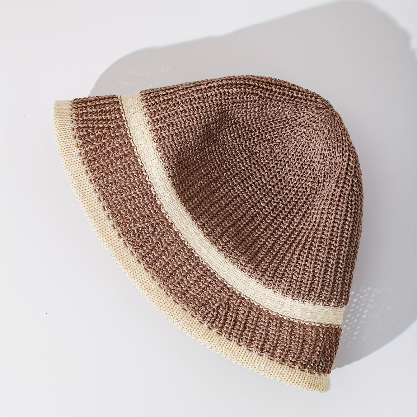 Striped Crochet Khaki Bucket Hats French Sun Hat Women Breathable Cloche Hats