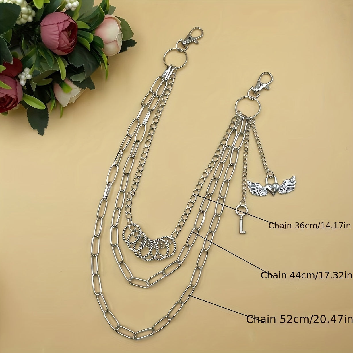 Layered Pants Chain Hip Hop Rings Pendent Waist Chain for Women