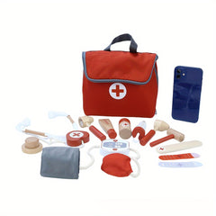 14pcs Doctor Playset Wooden Pretend Surgery Kit for Kids Role Play