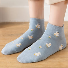 5 Pairs Women's Ankle Socks Cotton Low Cut Short Boat Socks