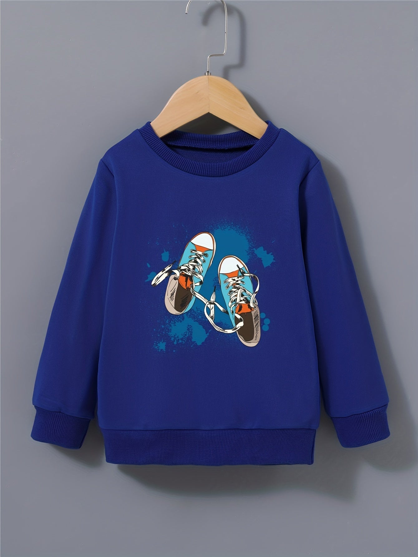 Canvas Shoes Pattern Kid's Sweatshirt Paint Splash Print Long Sleeve Top