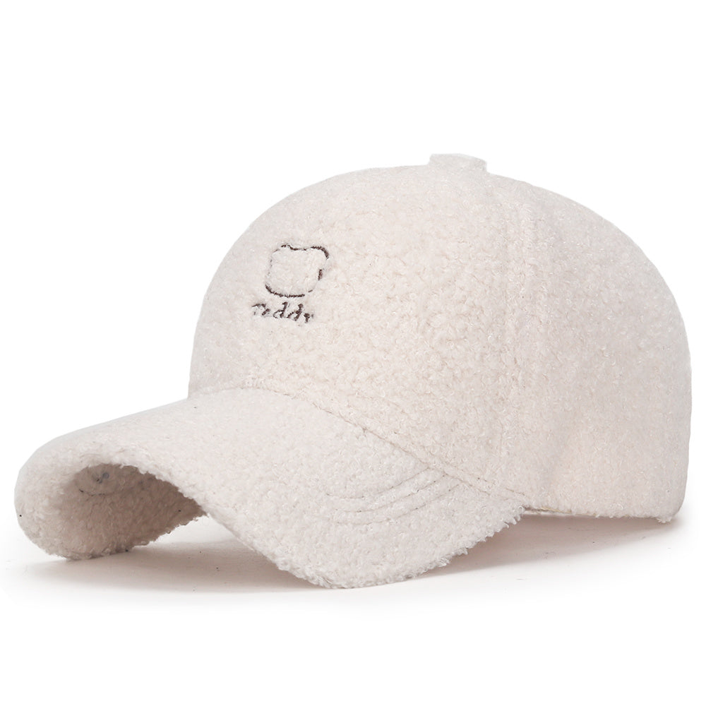 Fuzzy Teddy Pattern Warm Baseball Cap