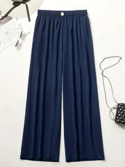 Wide Leg Casual Pants Elastic Waist Loose Fit