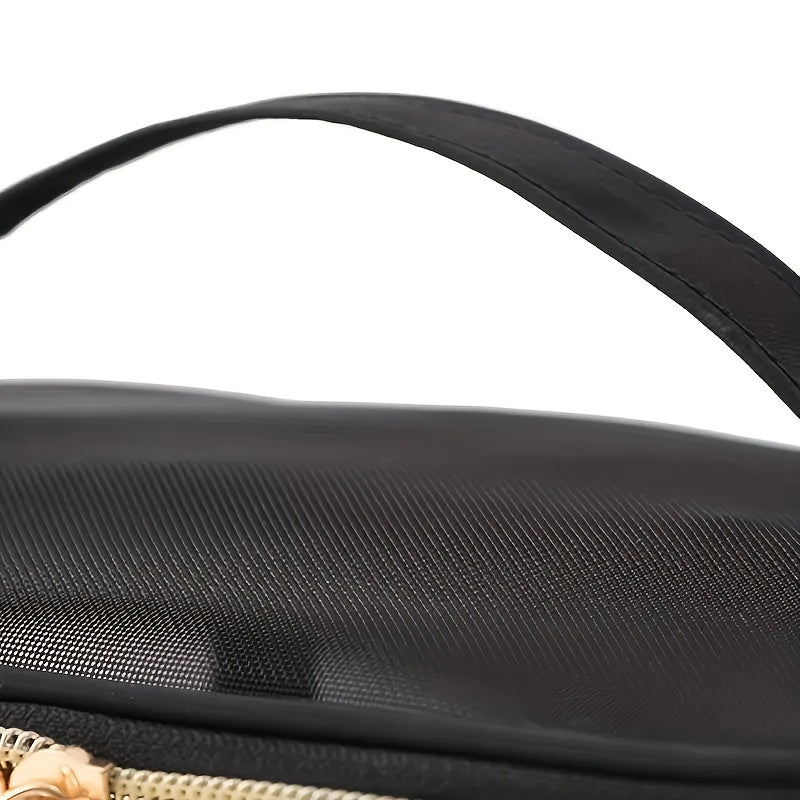 Mesh Clear Travel Toiletry Bag with Zipper & Handle