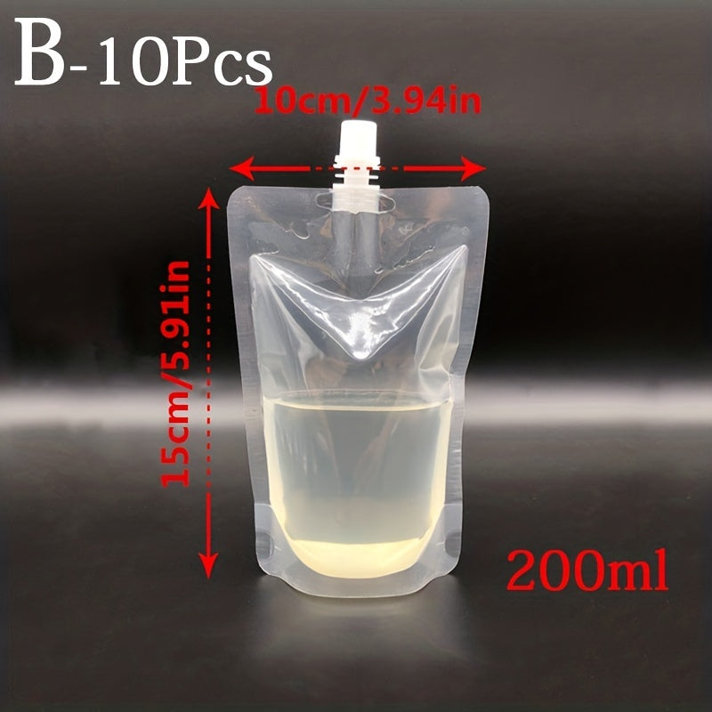 Plastic Stand Up Drink Bag Transparent Nozzle Bag Sealing Storage Bags
