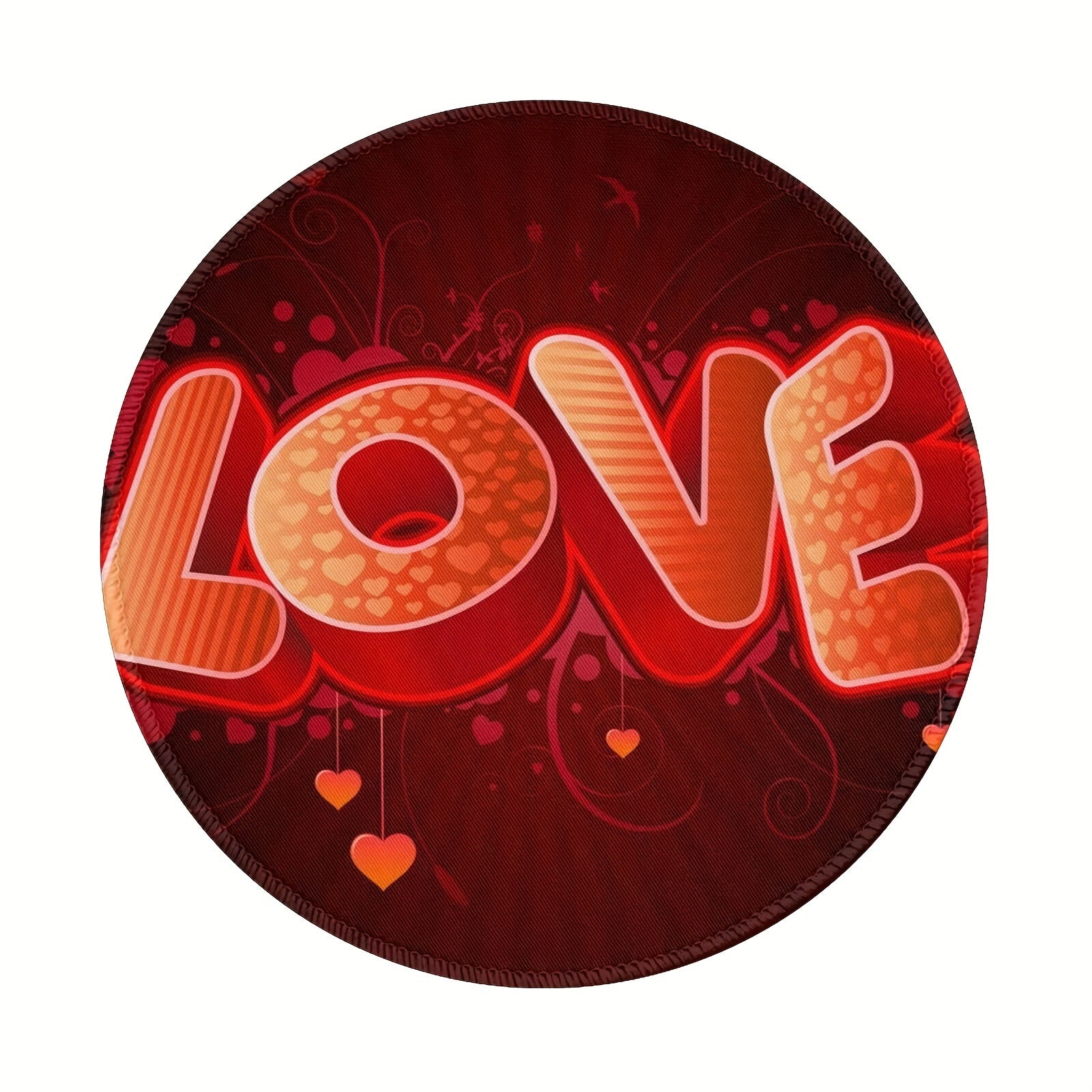 LOVE Font Pattern Round Mouse Pad 20x20cm For Games Home Office