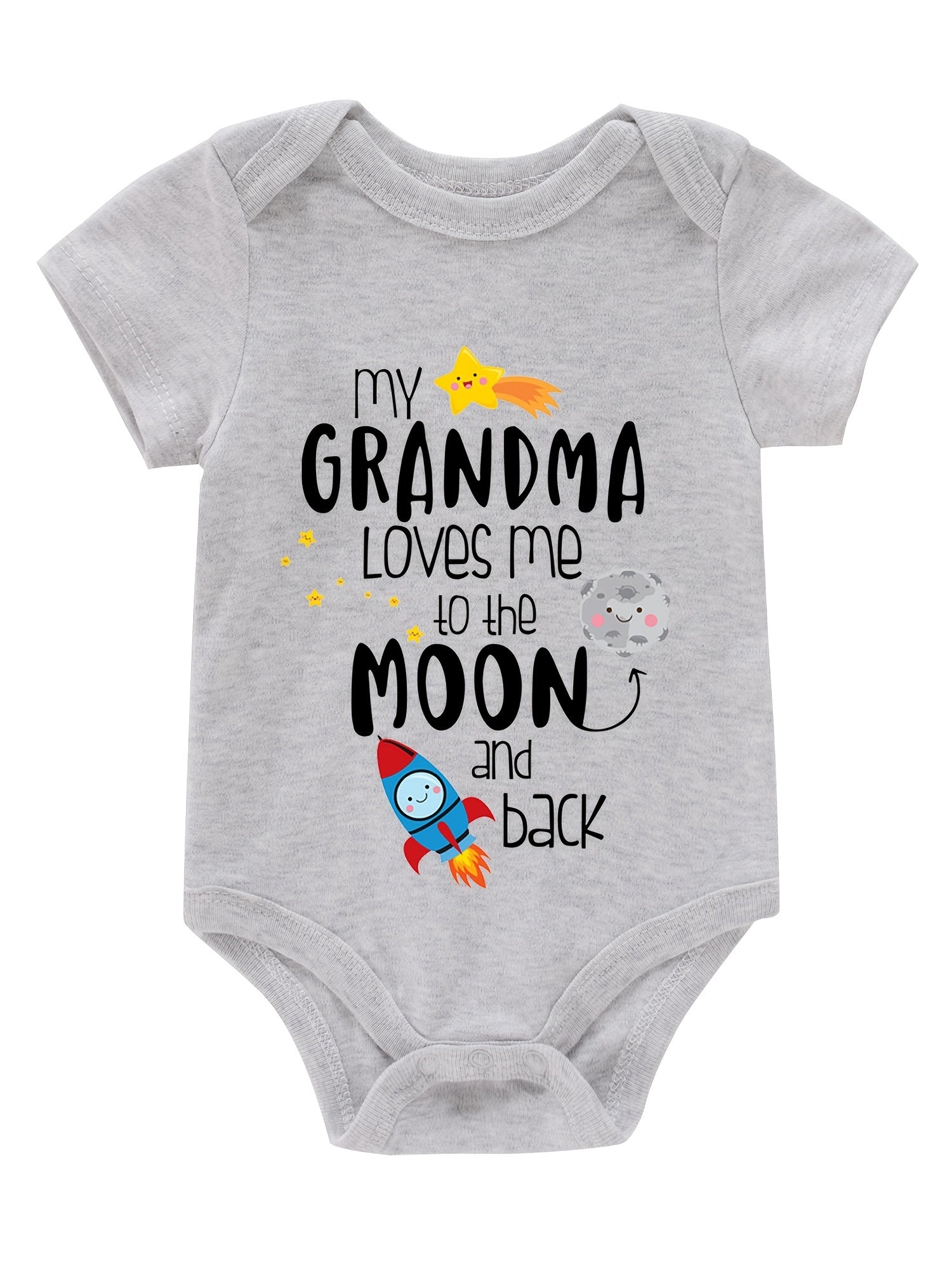 Newborn Infant Short Sleeve Romper My Gramdma Print Bodysuit Onesies