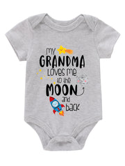 Newborn Infant Short Sleeve Romper My Gramdma Print Bodysuit Onesies