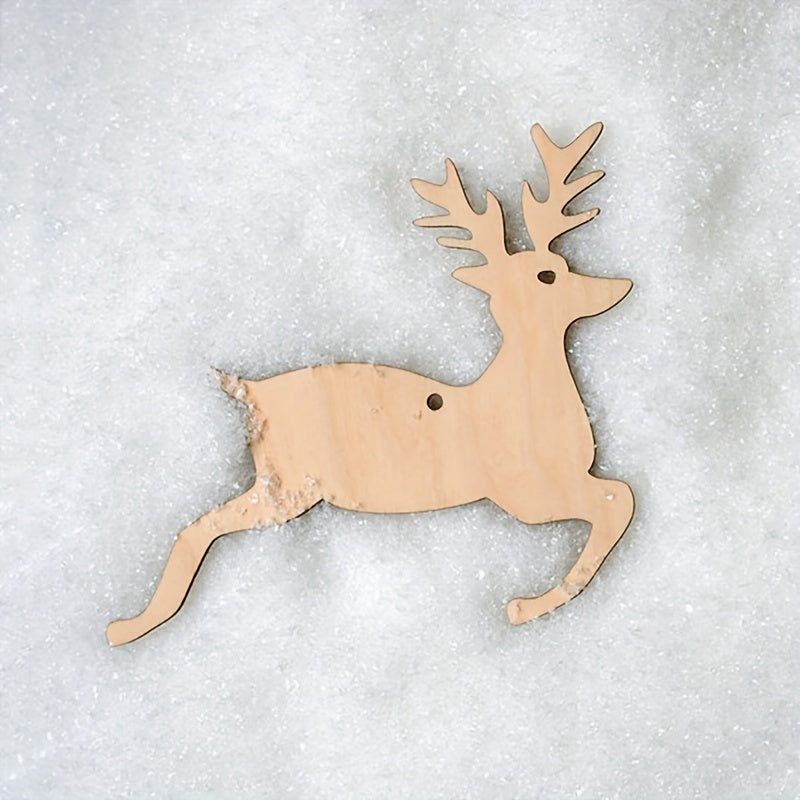 10pcs Elk Wood Crafts DIY Christmas Tree Hanging Decorations