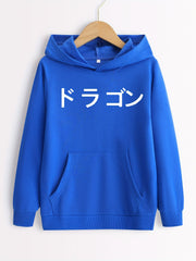 Japanese Print Boys Sweatshirt Long Sleeve Crew Neck Tops Kids Clothing