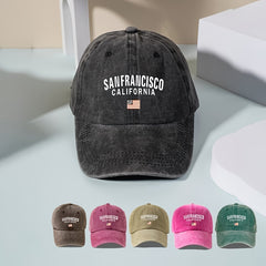 SANFRANCISCO Flag Print Baseball Cap Washed Distressed Solid Sports Hat