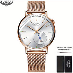 ZUNPAI Men's Stainless Steel Business Watch