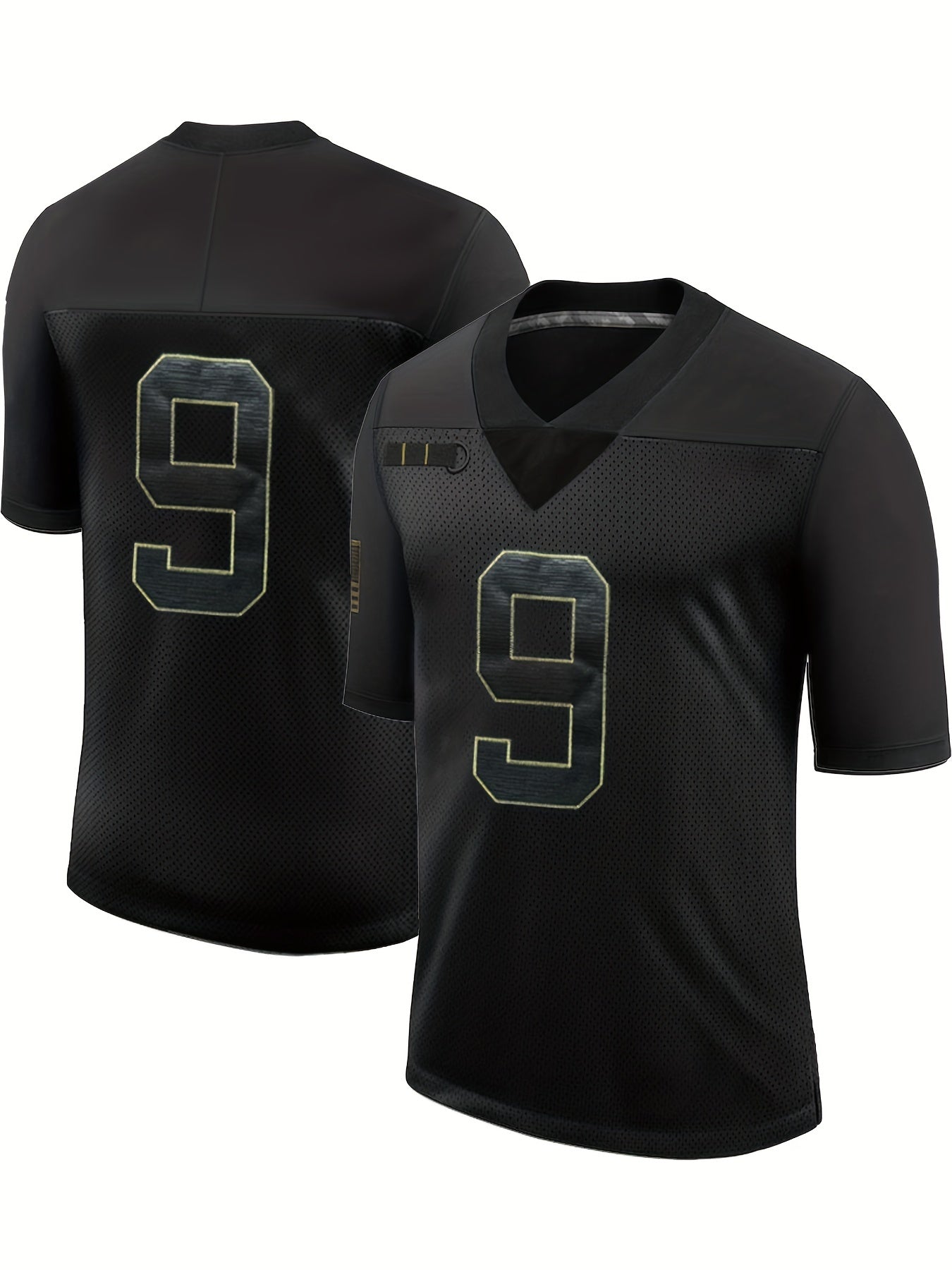Men's Breathable Rugby Jersey Active Embroidered V Neck Short Sleeve Uniform