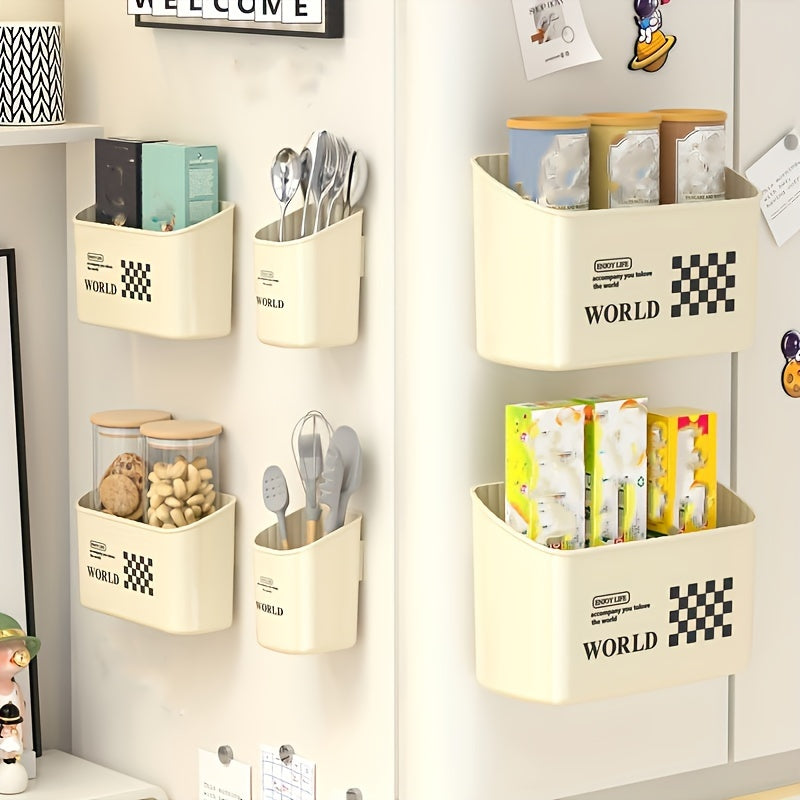 Cream Wind Punching Magnetic Refrigerator Side Storage Box