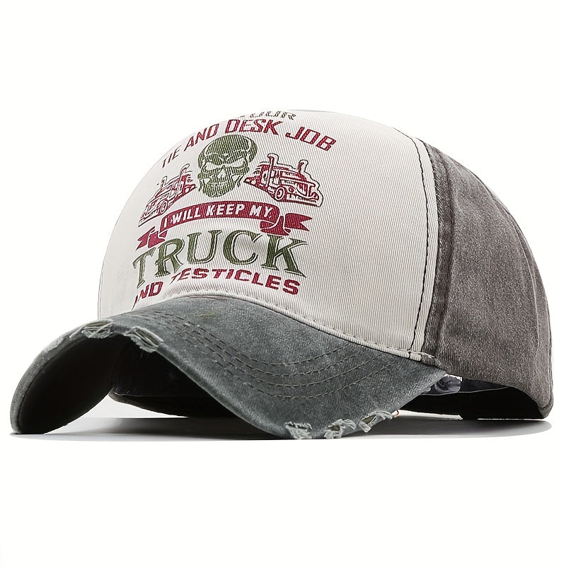 Distressed Denim Baseball Cap Washed Hat