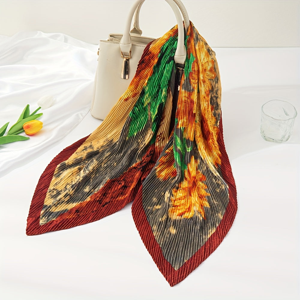 Vintage Tie Dye Print Scarf Classic Shawl Hijab Silk Bandana Women Neckerchief