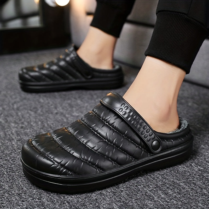 Men's Soft Plush Cozy House Slippers Clogs Anti skid Slip on Shoes