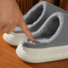 Women's Plush Lined Slip-On Slippers Warm Platform Shoes