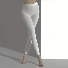 Solid Cropped Stockings Elastic High Waist Footless Pantyhose Women's