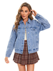 Classic Loose Long Sleeve Jean Trucker Jacket
