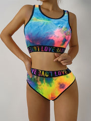 Tie Dye Sports Tank Bra & Panties Set