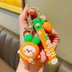 2pcs Orange Carrot Rabbit Doll Key Chain Car Backpack Bag Pendant Holiday Gift