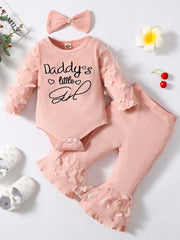 3pc Baby's Daddy's Girl Butterfly Bodysuit & Pants & Headband Set