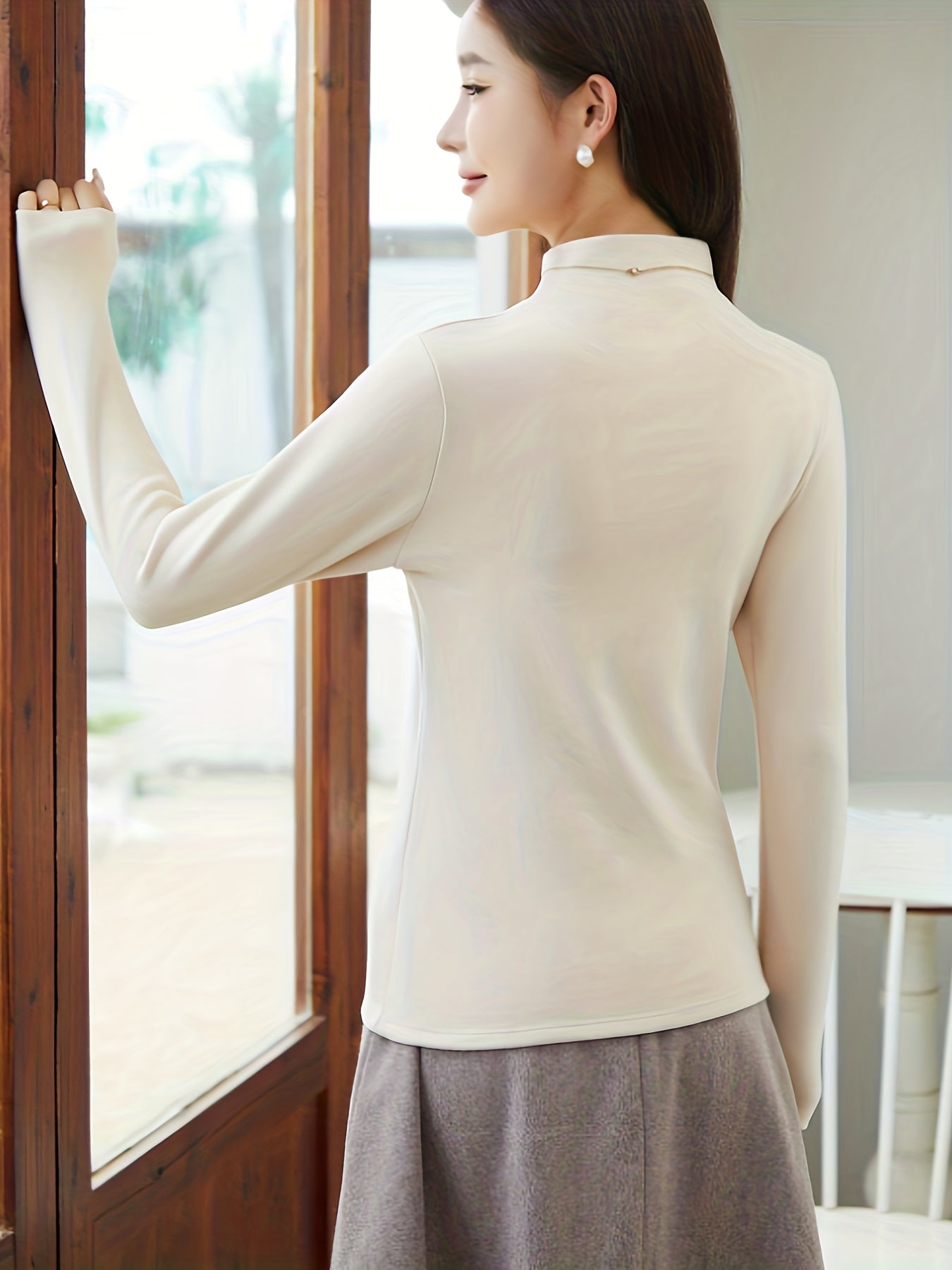 Mock Neck Thermal Underwear Soft Long Sleeve Slim Fit Top