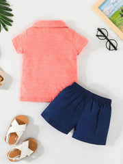 2pcs Baby Boys Polo Shirt & Shorts Set