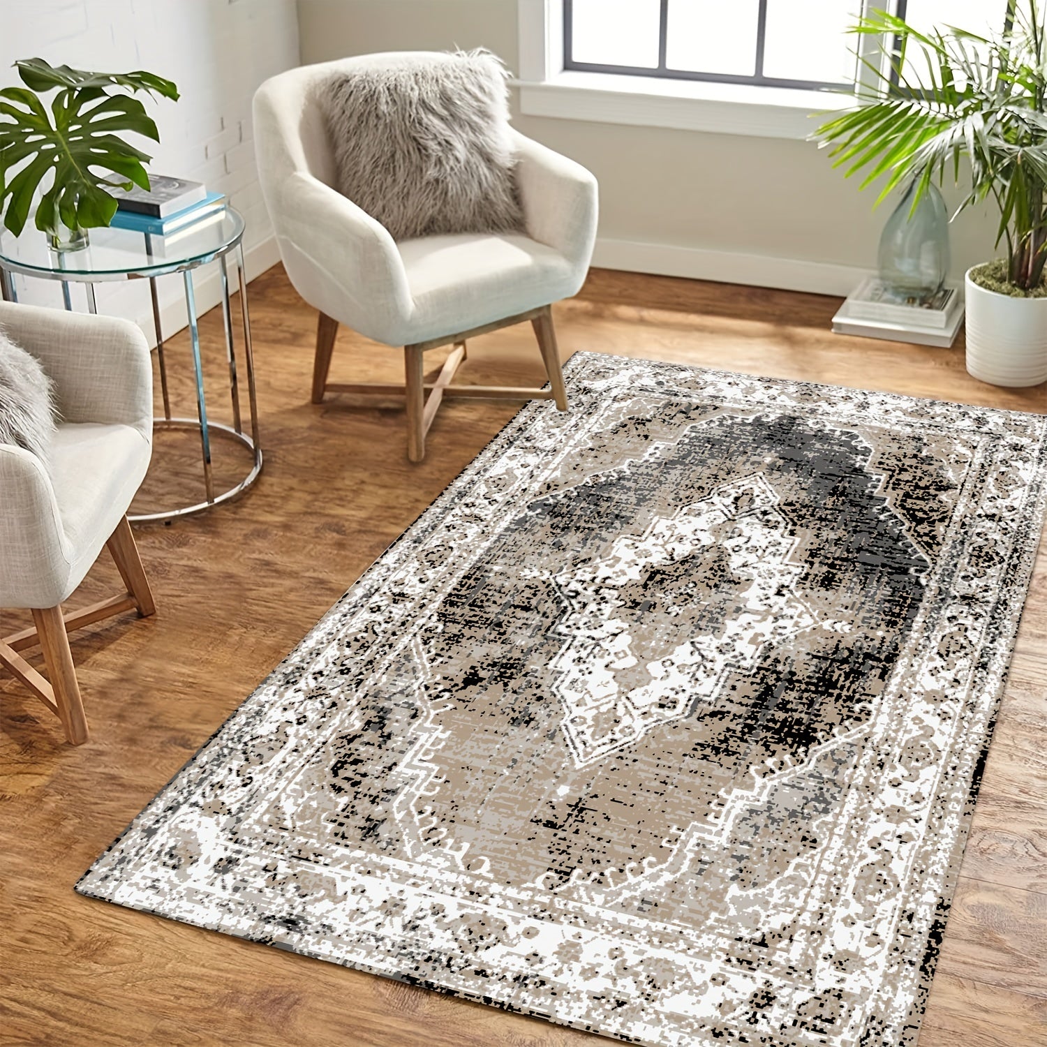 Vintage Boho Soft Shaggy Floor Carpet Area Rug Non Slip Washable Mat