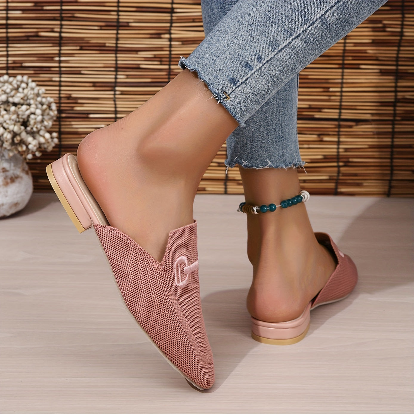Women's Mesh Mules Closed Toe Slip On Backless Loafers
