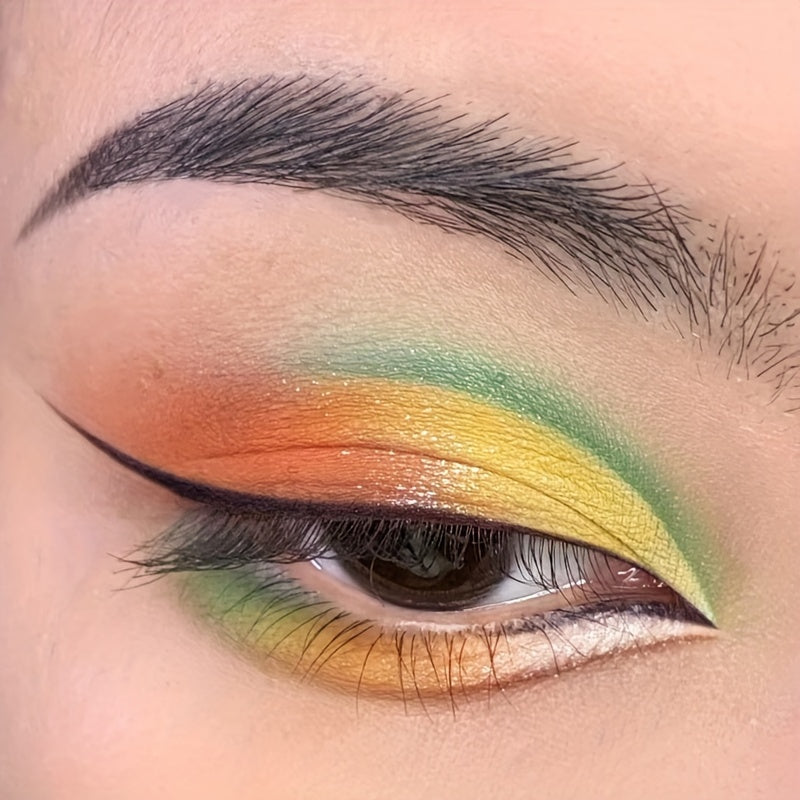 4-Color Matte Eyeshadow Palette - Olive Green Lemon Yellow Pumpkin Orange Brown