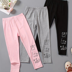 3pcs Toddler Girls Cartoon Leggings Elastic Waist Tights