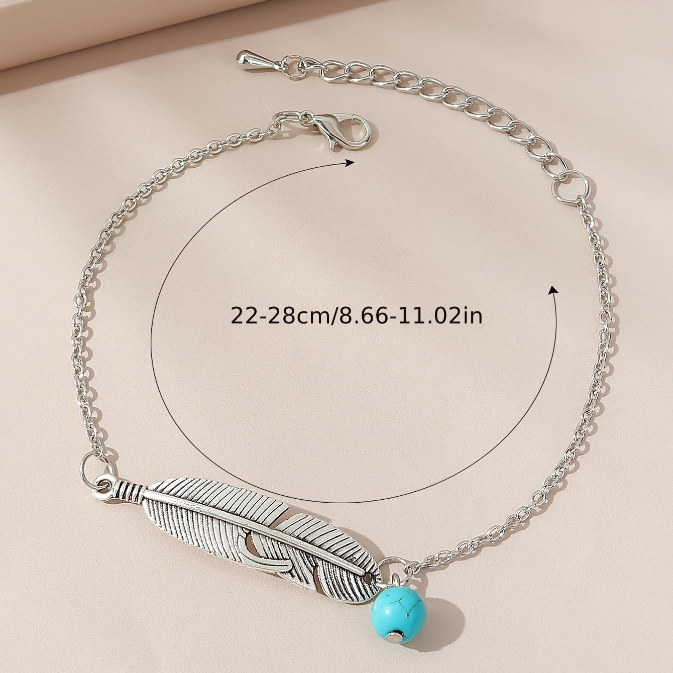 Leaf Shape Ankle Bracelet Stone Pendant Chain for Summer Beach Jewelry