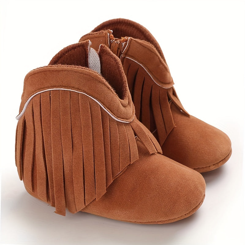 Baby Girls Tassels Warm High Top Boots Non slip Soft Thick Crib Shoes