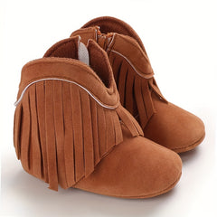 Baby Girls Tassels Warm High Top Boots Non slip Soft Thick Crib Shoes