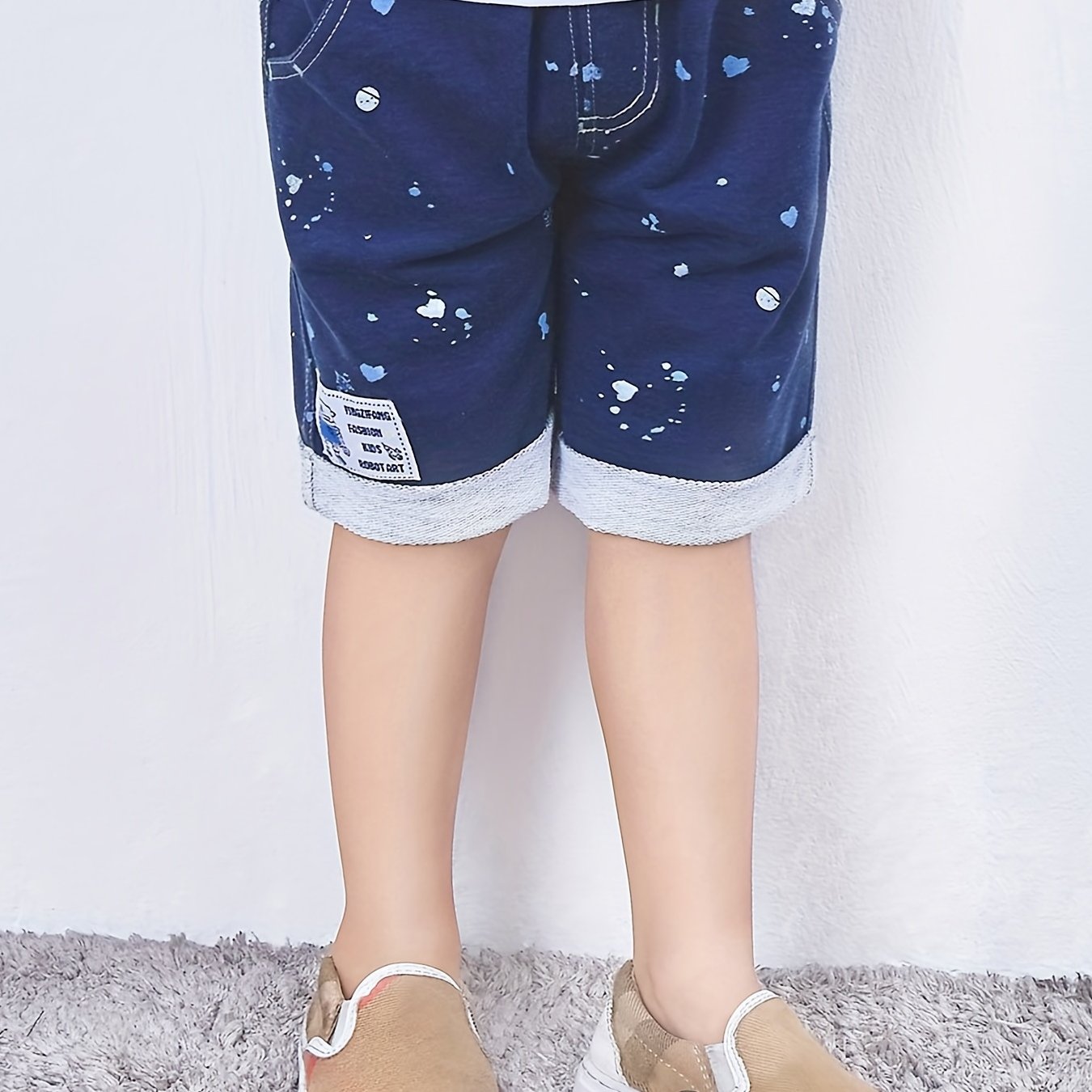 Baby Boys Casual Splash Ink Elastic Waist Shorts for Summer