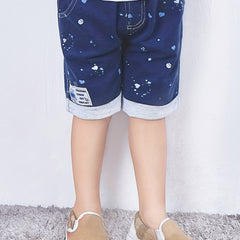 Baby Boys Casual Splash Ink Elastic Waist Shorts for Summer