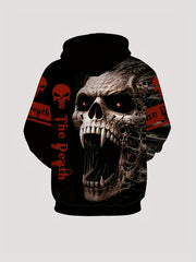 Y2K Skull 3D Print Hoodie for Men Graphic Hooded Pullover