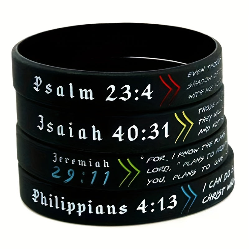 Bible Silicone Bracelet Waterproof Quote Wristband Inspirational Religious
