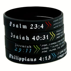 Bible Silicone Bracelet Waterproof Quote Wristband Inspirational Religious