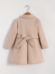 Girls' Bow Front Collar Jacket Coat For Fall Winter