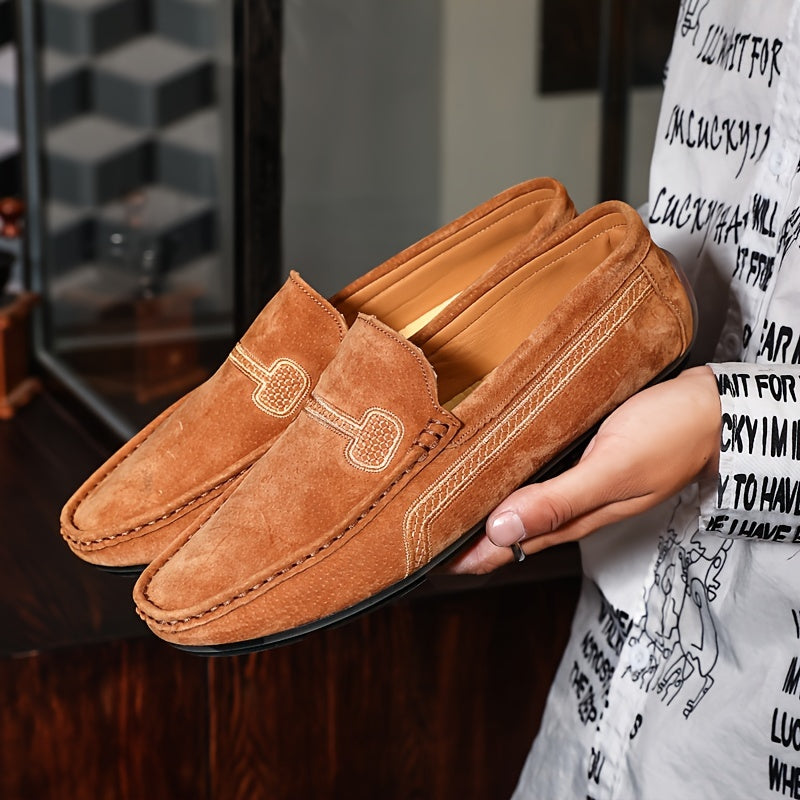 Men's Loafer Shoes with Stitching Details, Rubber Sole, Flat Heel