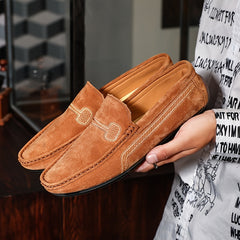 Men's Loafer Shoes with Stitching Details, Rubber Sole, Flat Heel