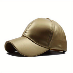 Unisex Outdoor PU Solid Baseball Cap | Smooth Leather All-match Dad Hat