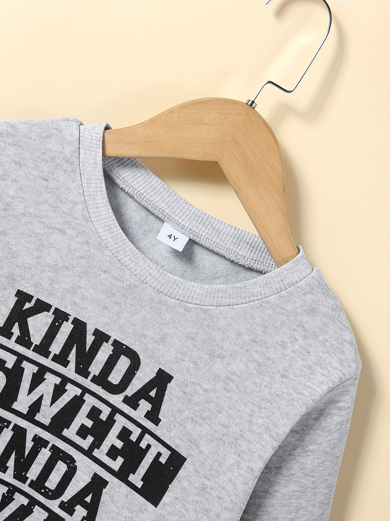 Kid's Thermal Sweatshirt Kinda Sweet Kinda Savage Print Pullover