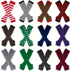 Y2K Striped Fingerless Long Glove Candy Party COSPLAY Wrist Cover Sleeves