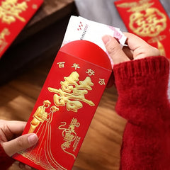 6pcs Hot Stamping Red Envelope Chinese Red Packet Money Bag