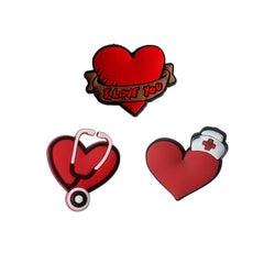 7PCS Red Love Shoe Charms For Bubble Slides Sandals PVC Shoe Decorations
