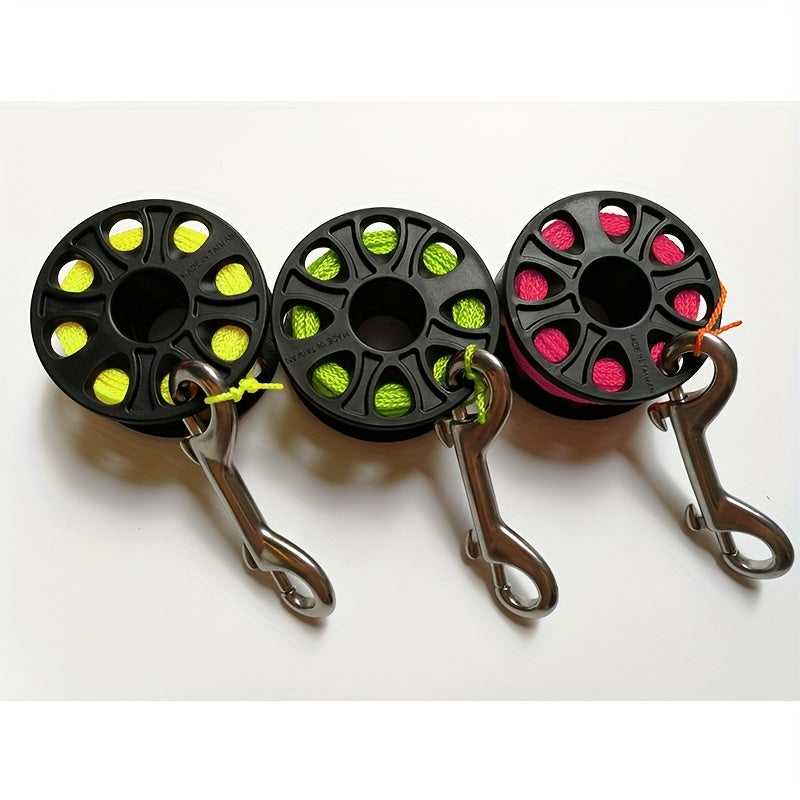 30m Scuba Diving Reel Stainless Steel Snap Hook Fluorescent Nylon Rope